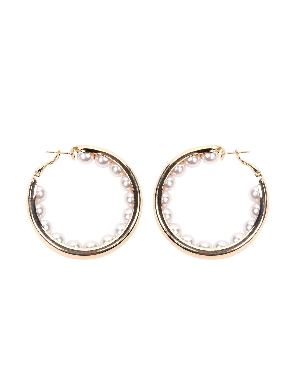 Women's Sleek Gold-Tone Hoop Earrings. - Odette