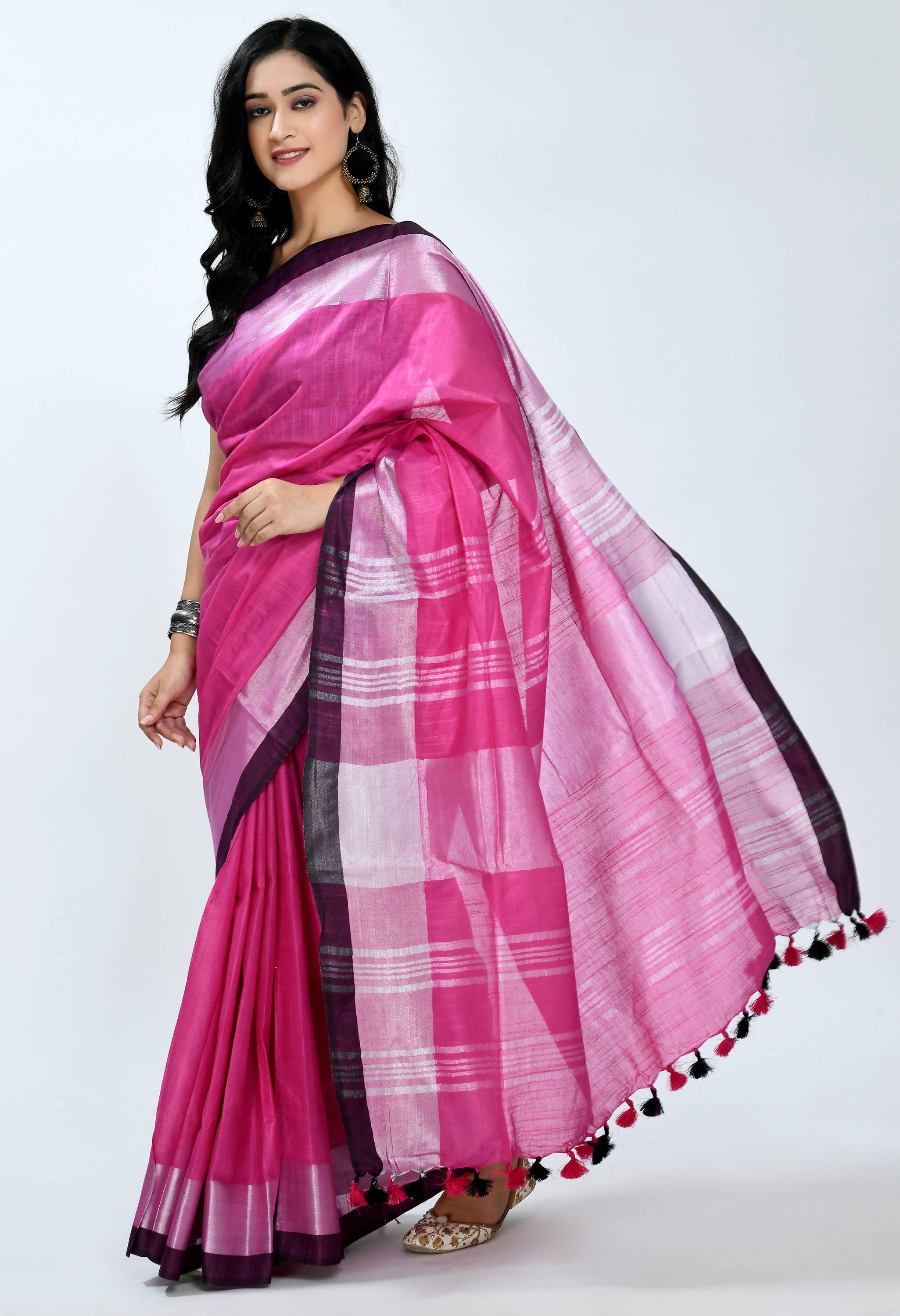 Women's Bhagalpuri Handloom Cotton Pink Color Saree Mfsaree_025