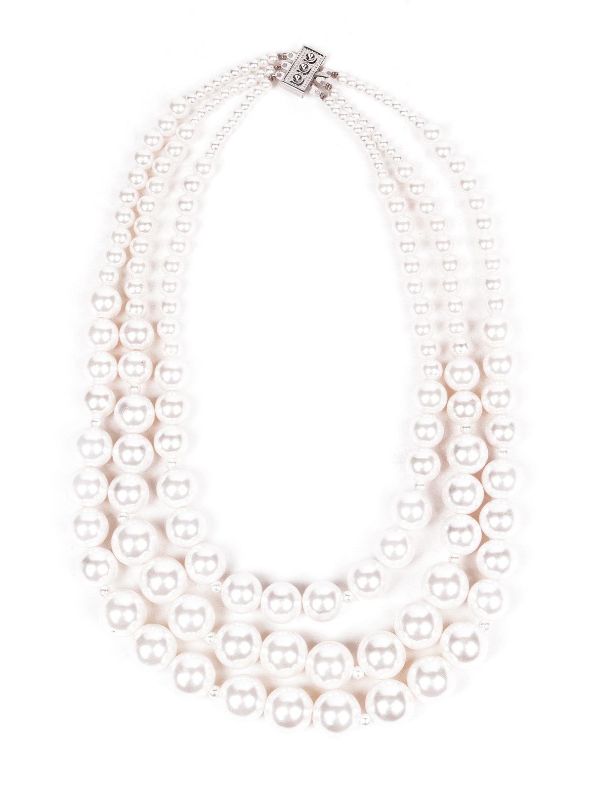 Women's Sophisticated Three-Layered Pearl Necklace G - Odette
