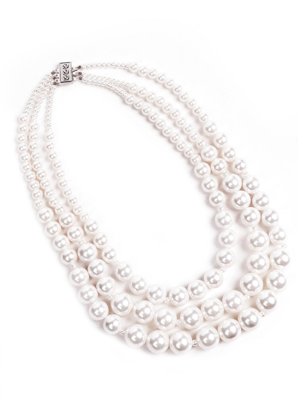 Women's Sophisticated Three-Layered Pearl Necklace G - Odette