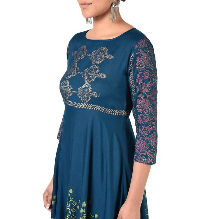 Women's Floral Print Flared Kurta