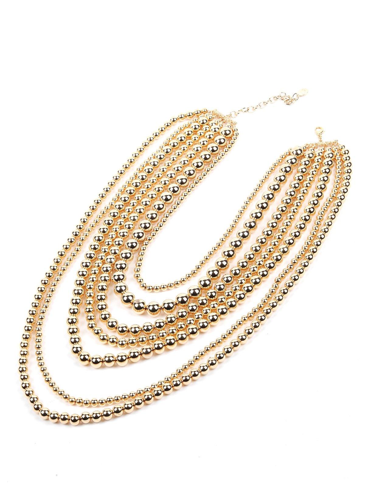 Women's Sparking Multi-Strands Gold Beaded Necklace With Earrings. - Odette