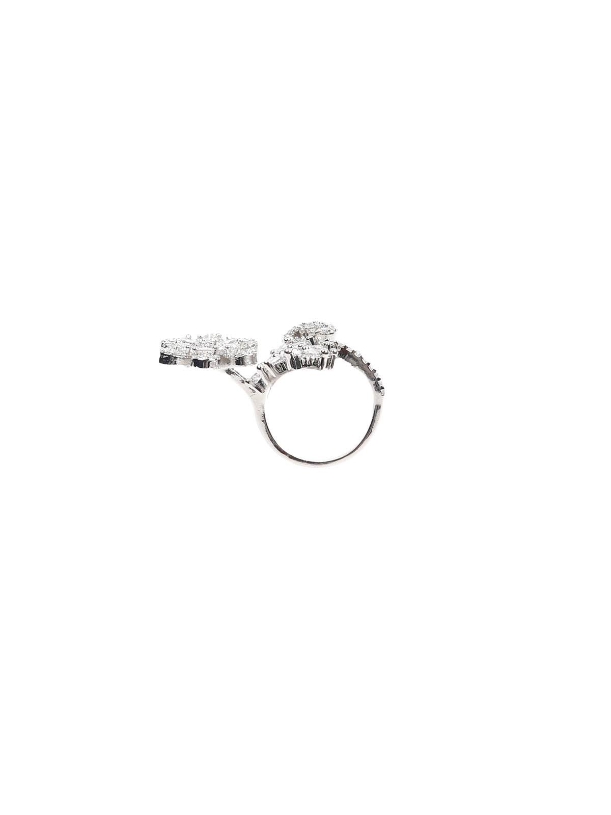 Women's Sparkling Rhodium Embellished Ring - Odette