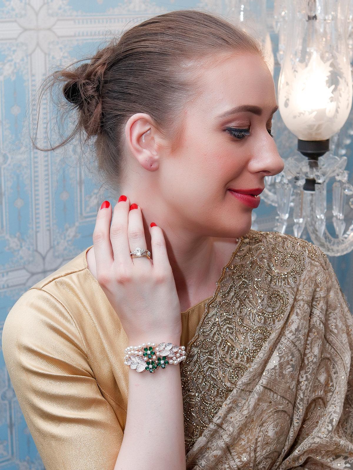 Women's Sparkling Rose Gold Embellished Bracelet - Odette