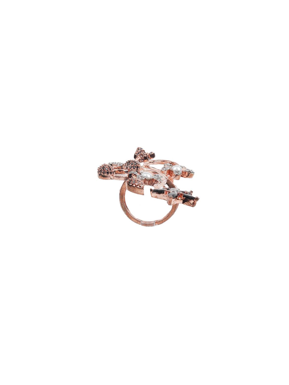 Women's Sparkling Rose Gold Embellished Ring - Odette