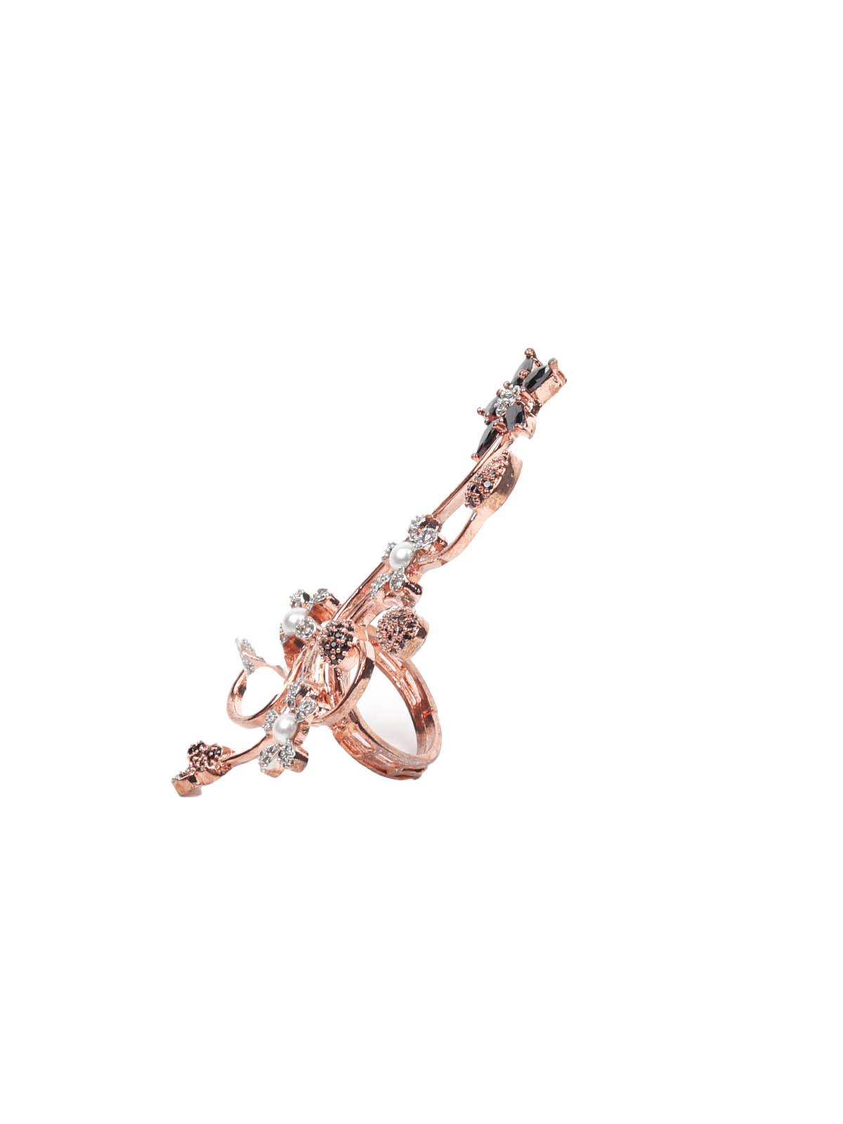 Women's Sparkling Rose Gold Embellished Ring - Odette