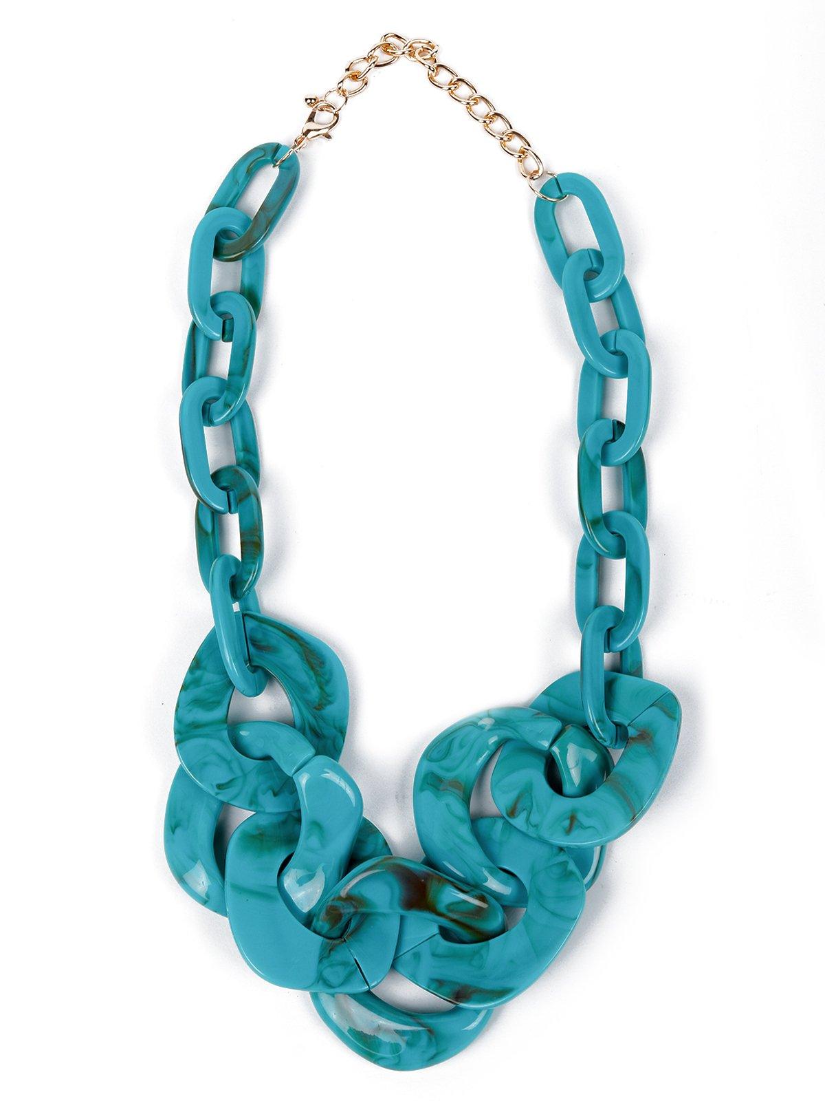 Women's Splash Blue Chunky Textured Necklace - Odette