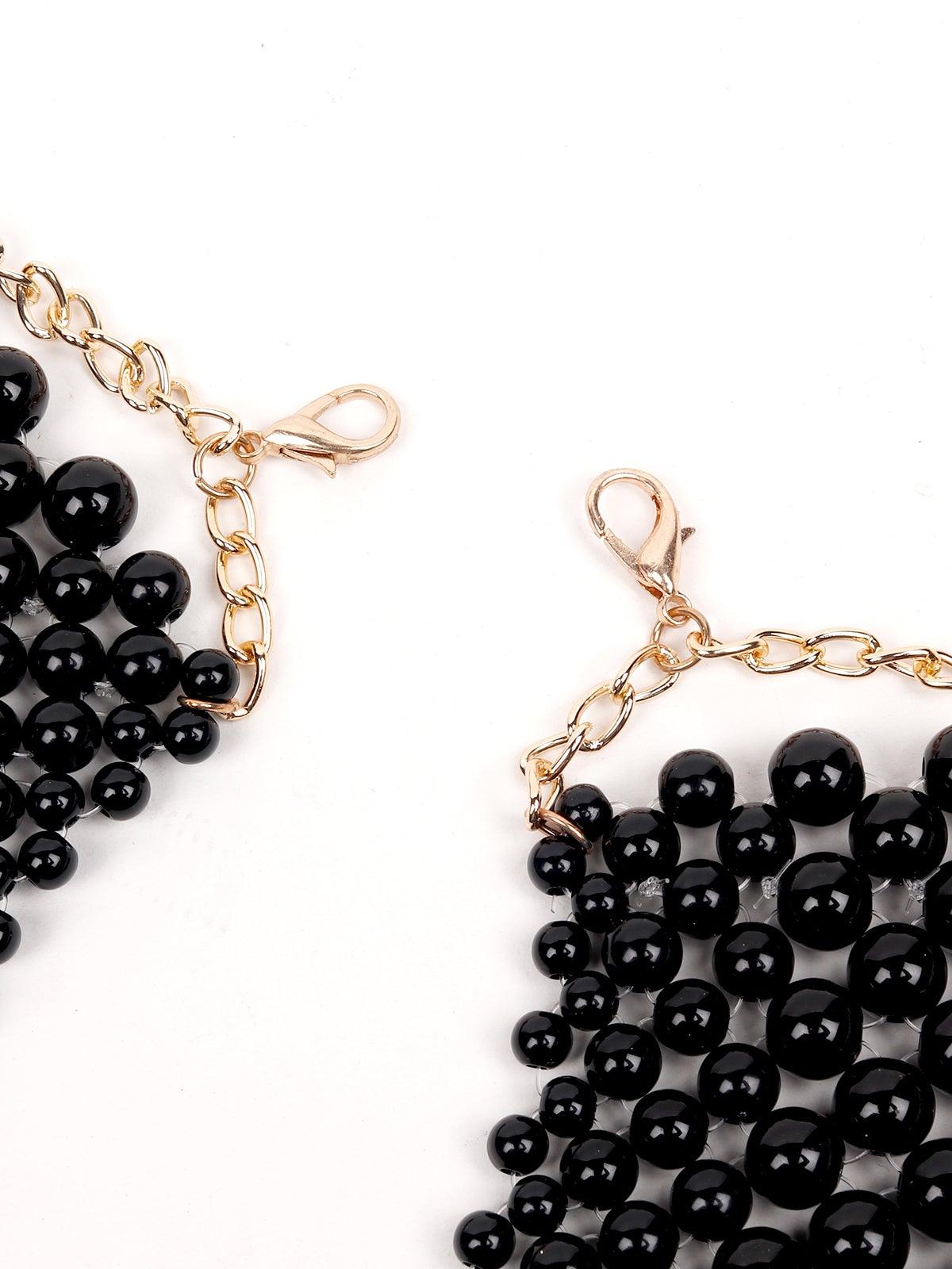 Women's Spread Of Black Beaded Collar Necklace - Odette