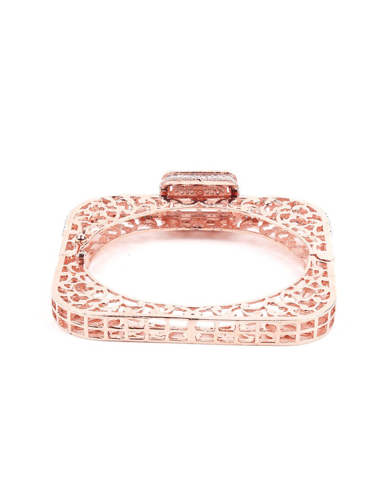 Women's Square Shaped Crystal Embellished Bracelet-Gold-Tone - Odette
