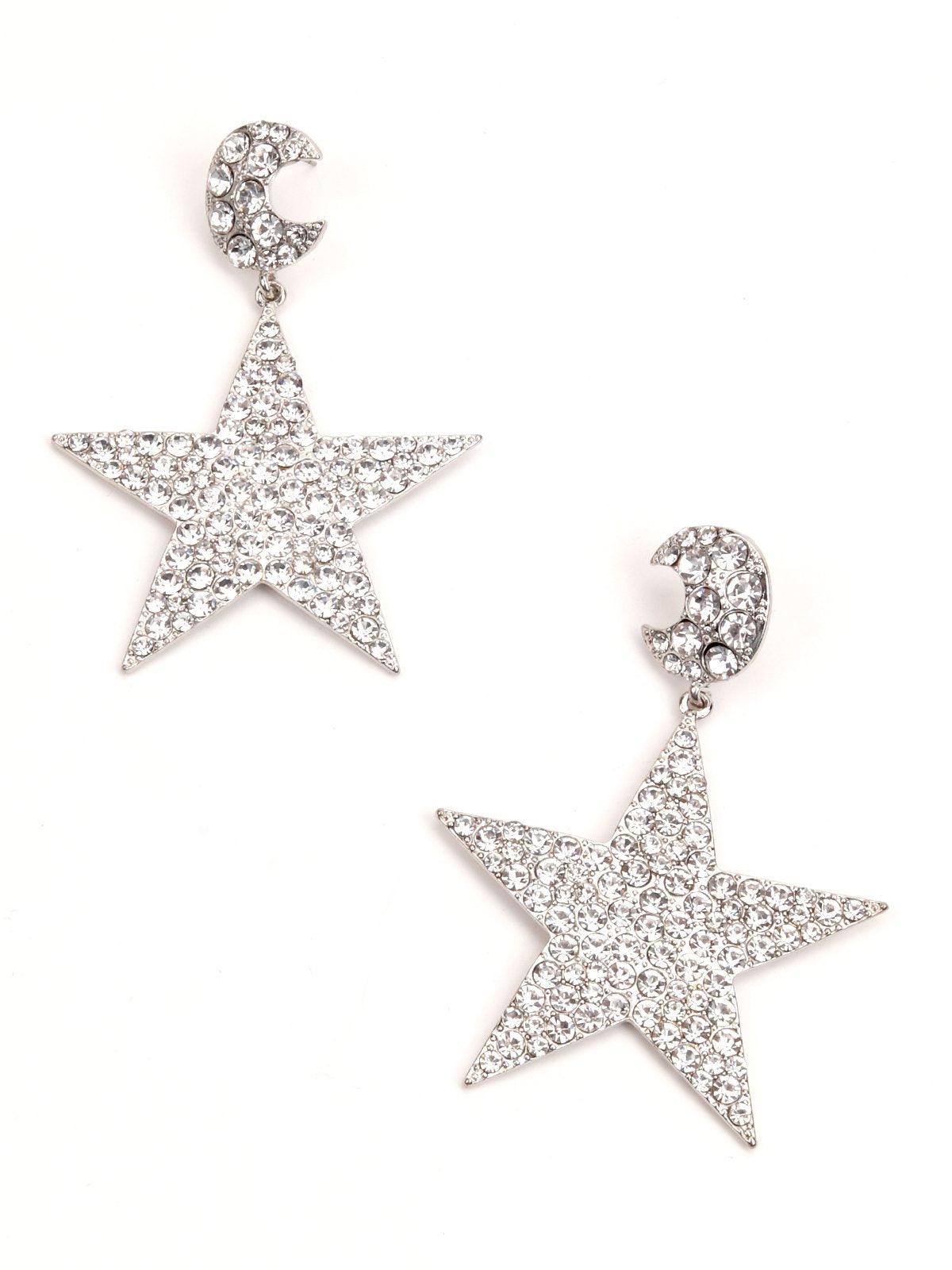Women's Star And Moon Studded Earrings - Odette