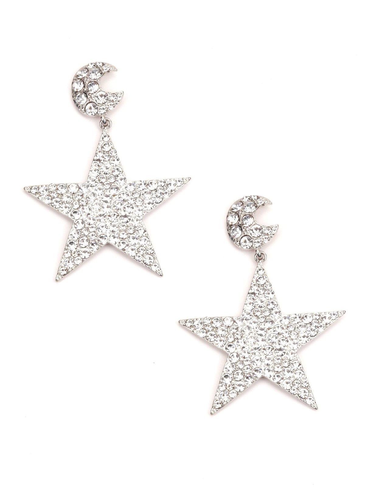Women's Star And Moon Studded Earrings - Odette