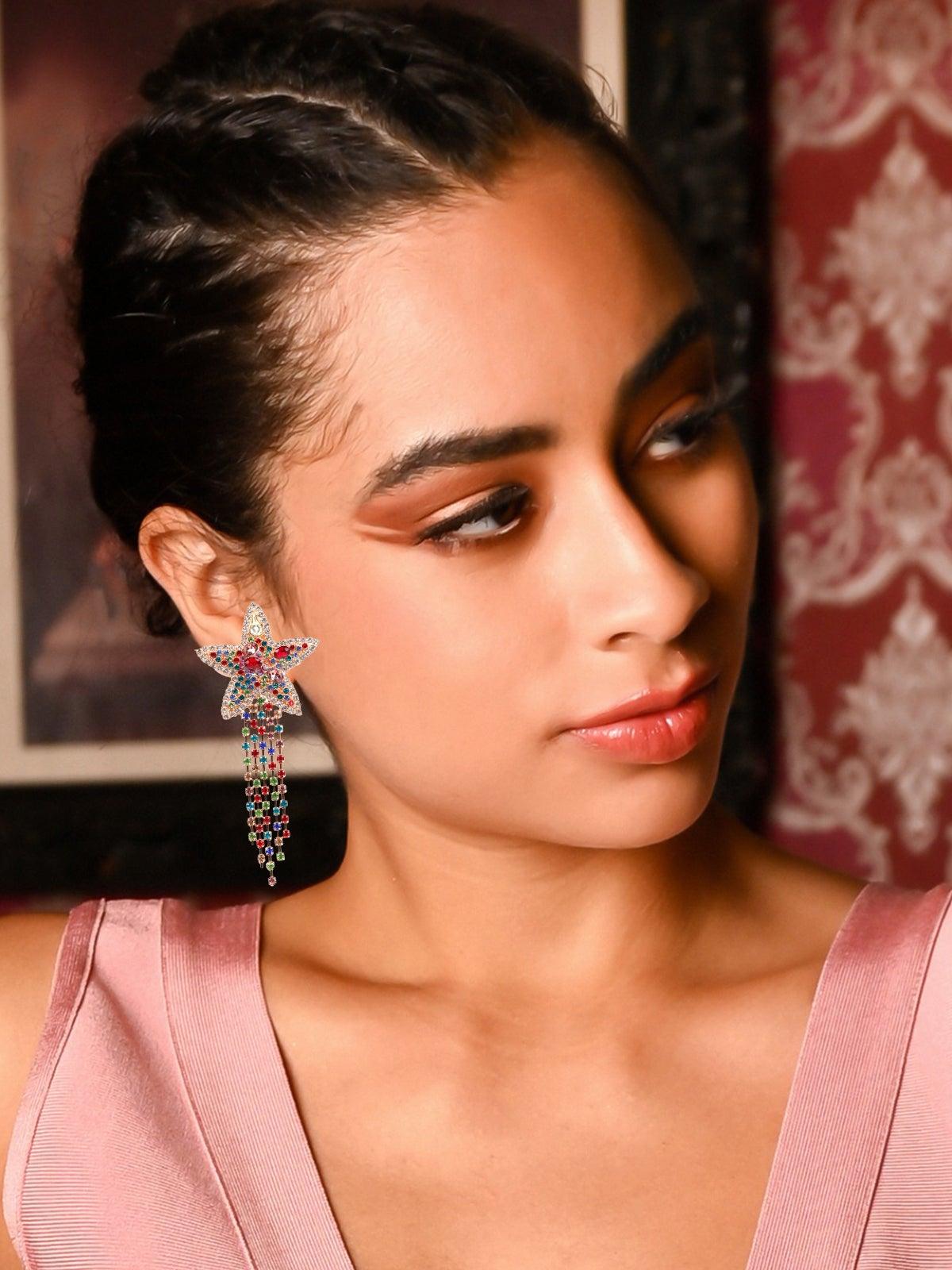 Women's Star-Shaped Multicoloured Tassel Drop Earrings - Odette
