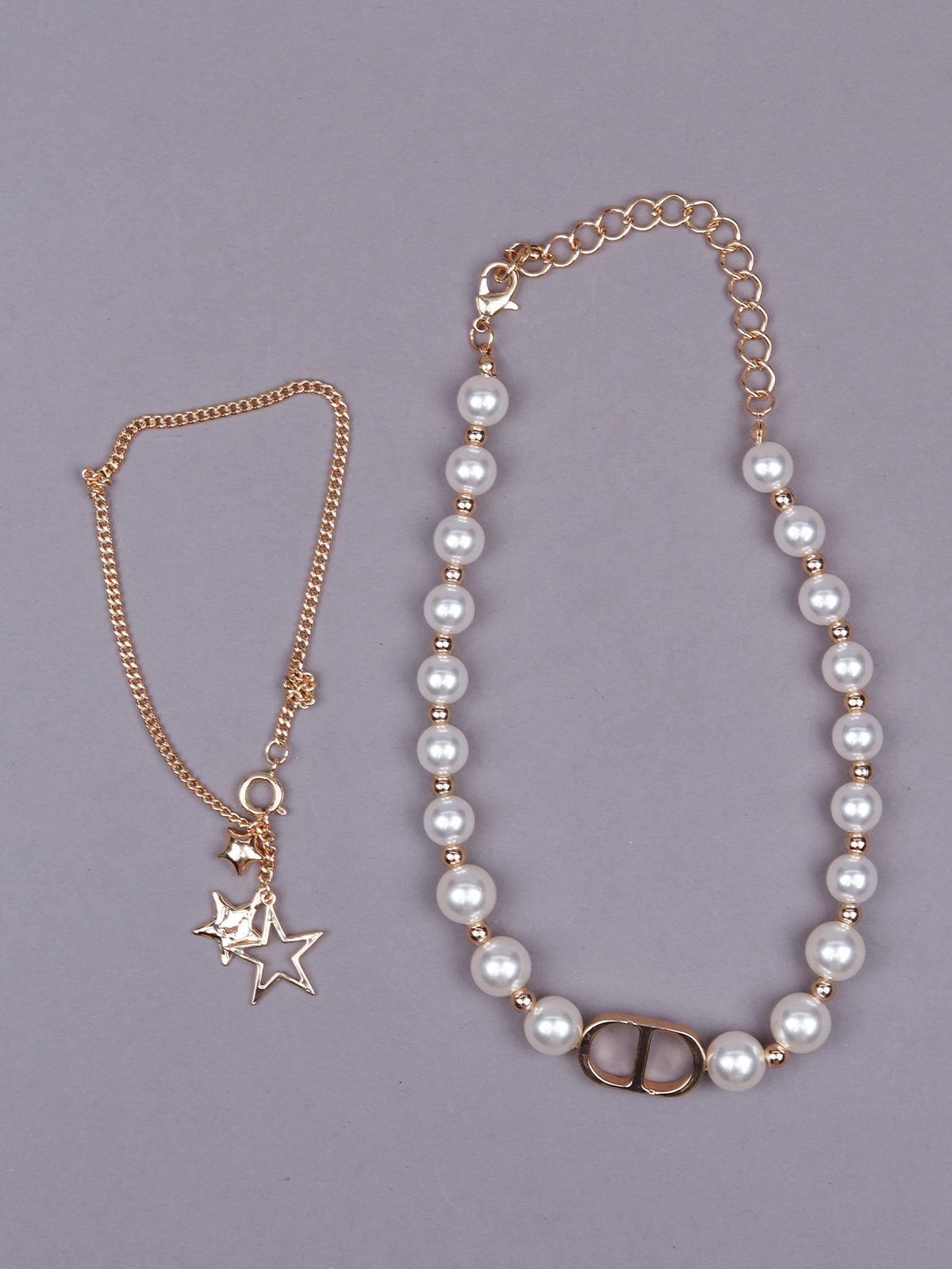 Women's Star Two Piece Stunning Pearl Necklace - Odette