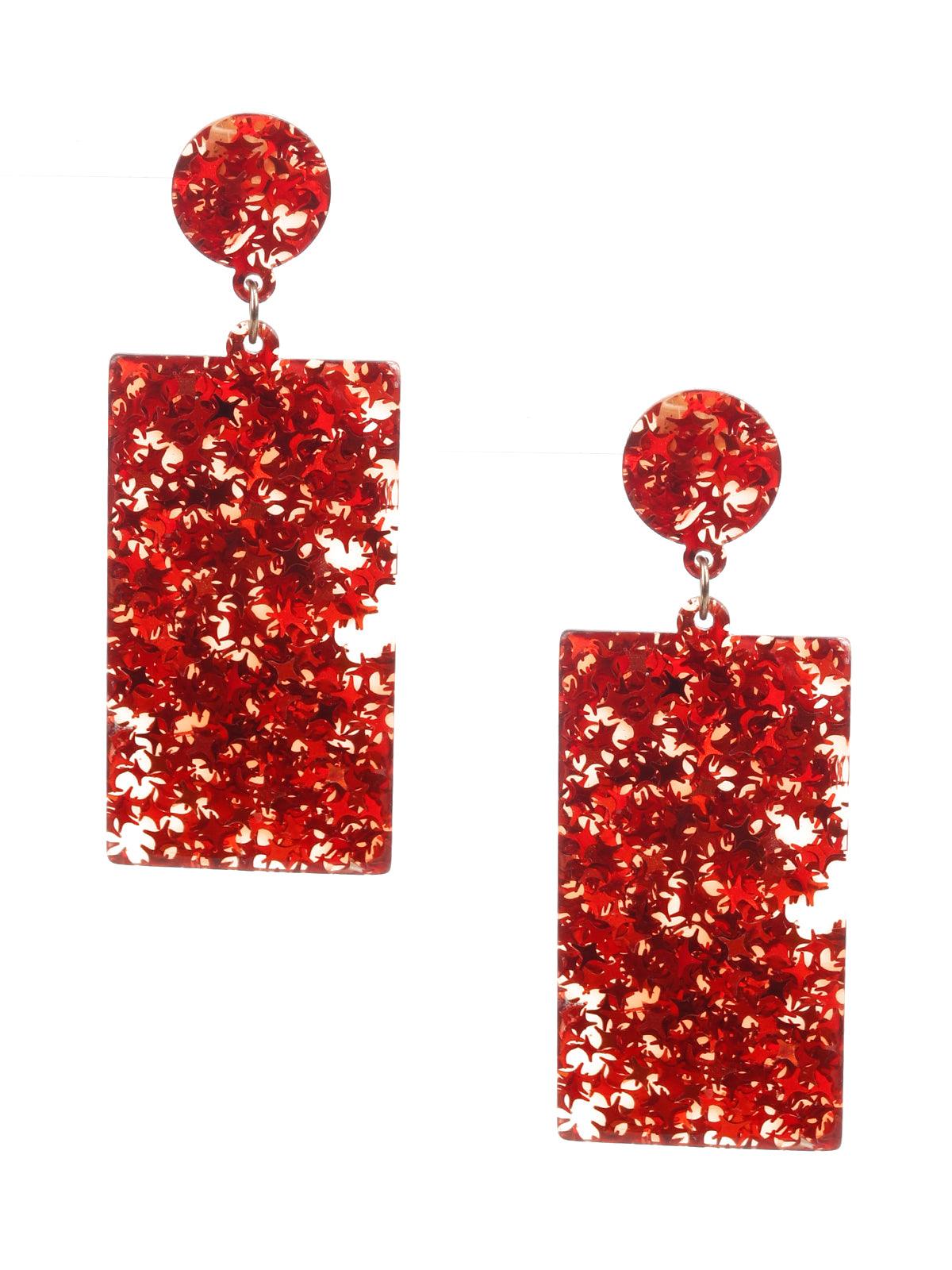Women's Starry Red Dangler Earrings - Odette