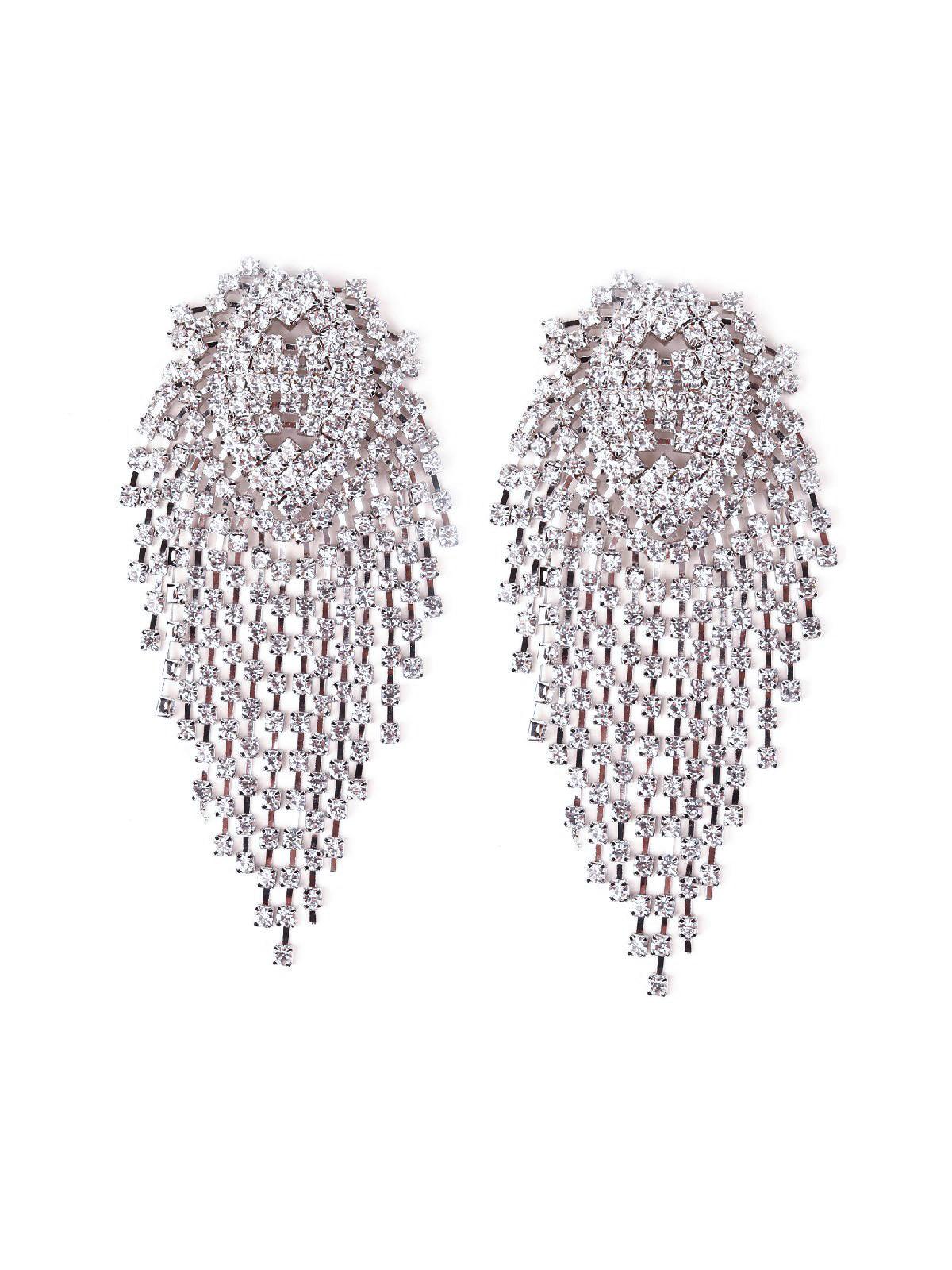 Women's Statement Crystal Overflowing Earrings - Silver - Odette