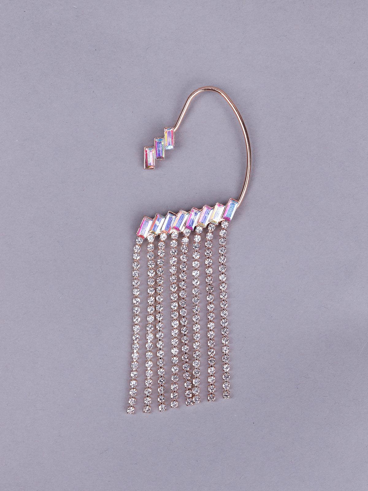 Women's Studded Tassel Drop Earcuff Earrings - Odette