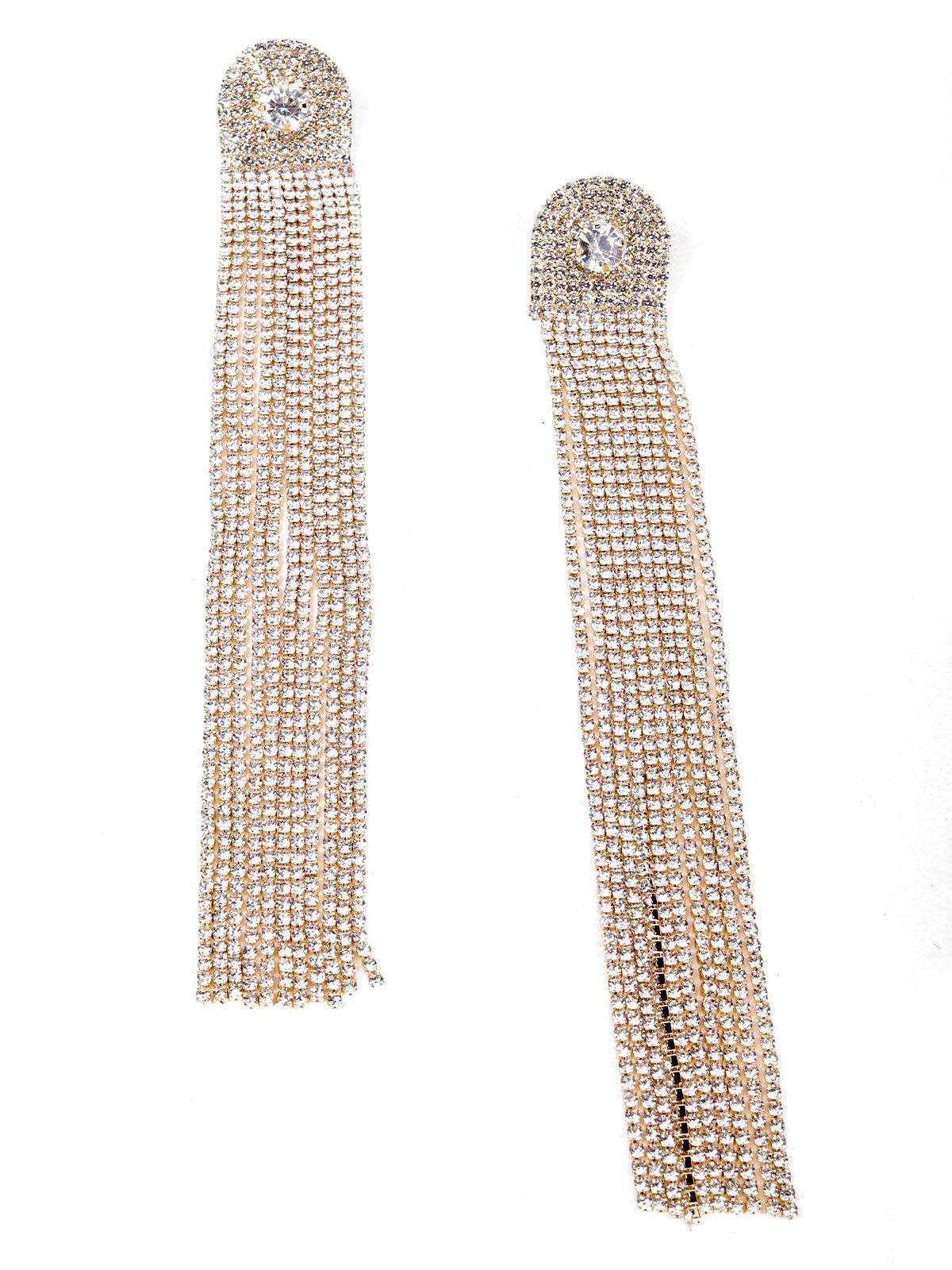 Women's Stunning Crystal Drop Gold-Tone Tassel Earrings - Odette
