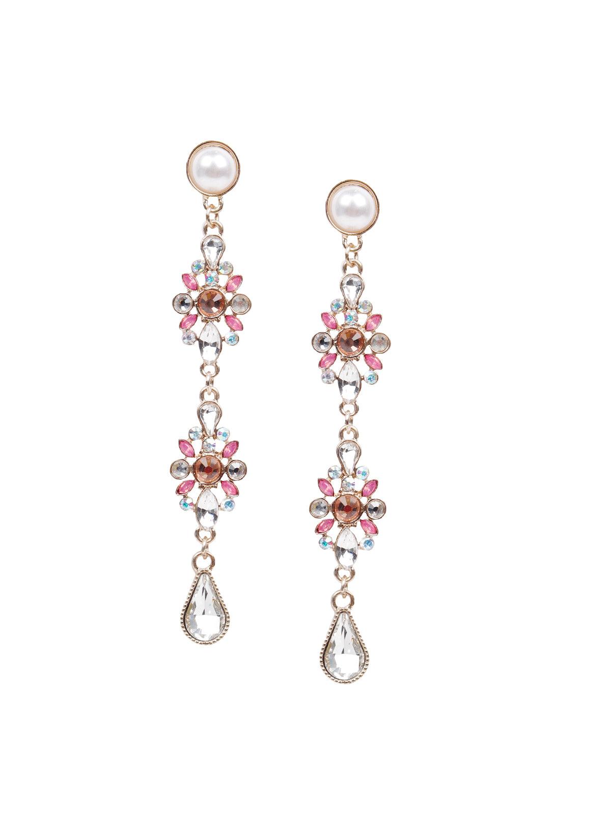 Women's Stunning Crystal Drop Pink Earrings - Odette