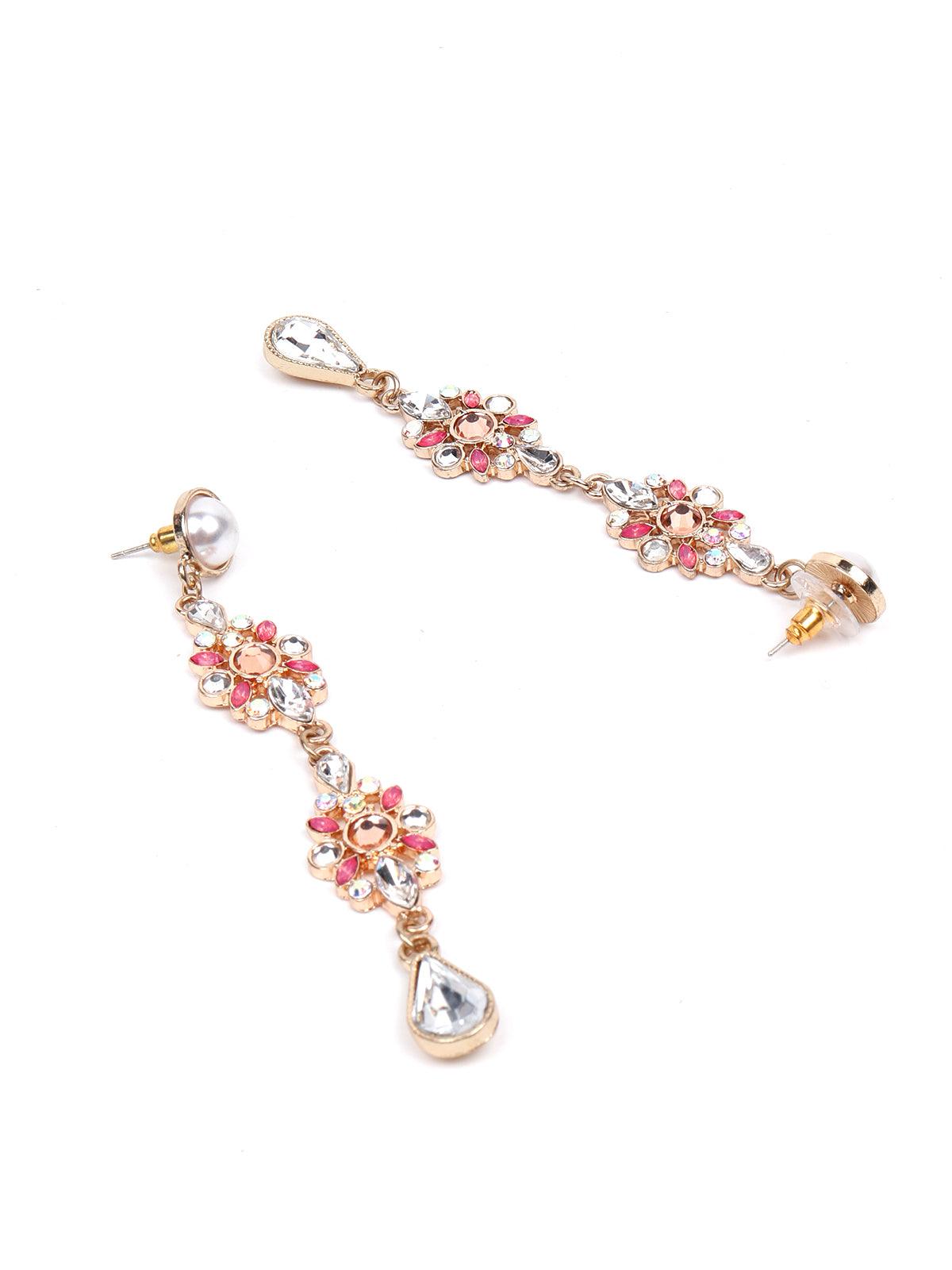 Women's Stunning Crystal Drop Pink Earrings - Odette