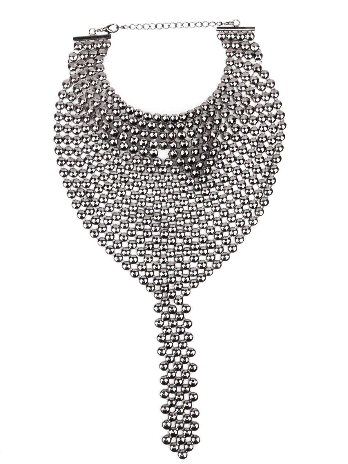 Women's Stunning Glossy Deep Silver Body Chain Necklace - Odette