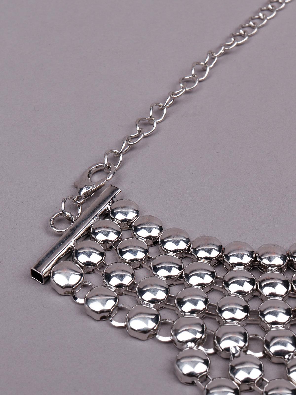 Women's Stunning Glossy Silver Body Chain Necklace - Odette