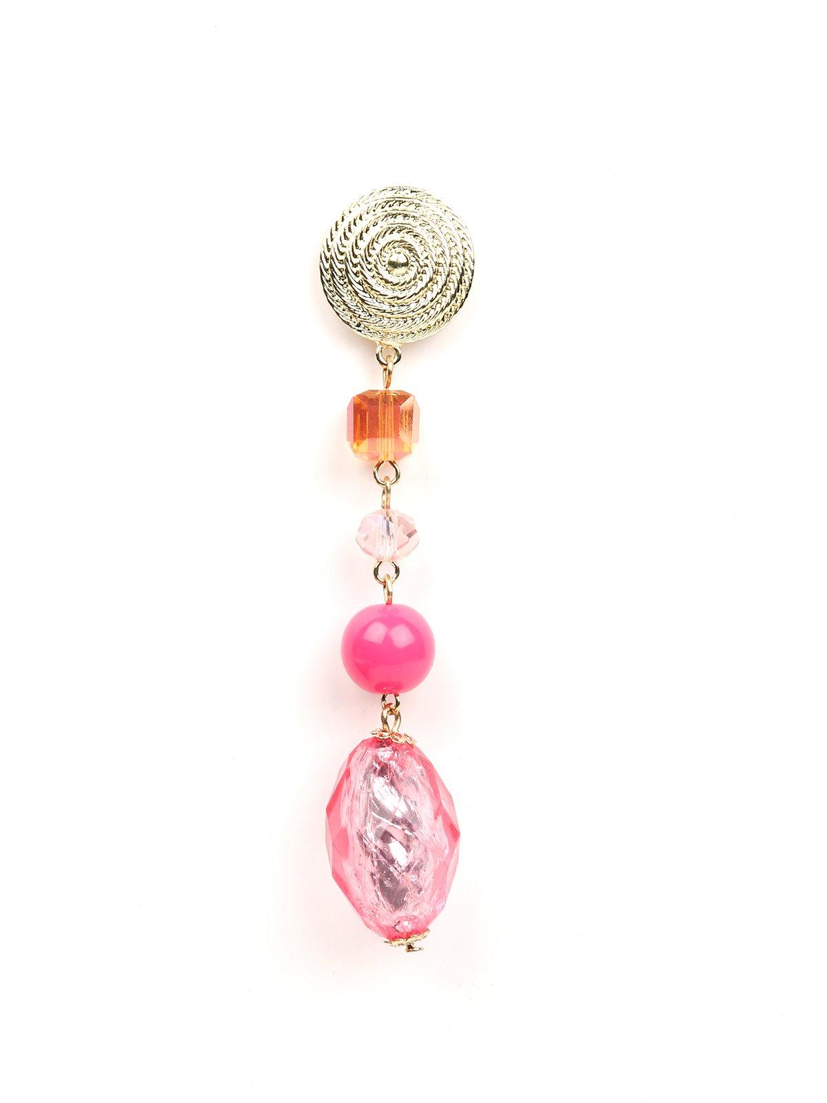 Women's Stunning Gold And Pink Drop Long Earring - Odette