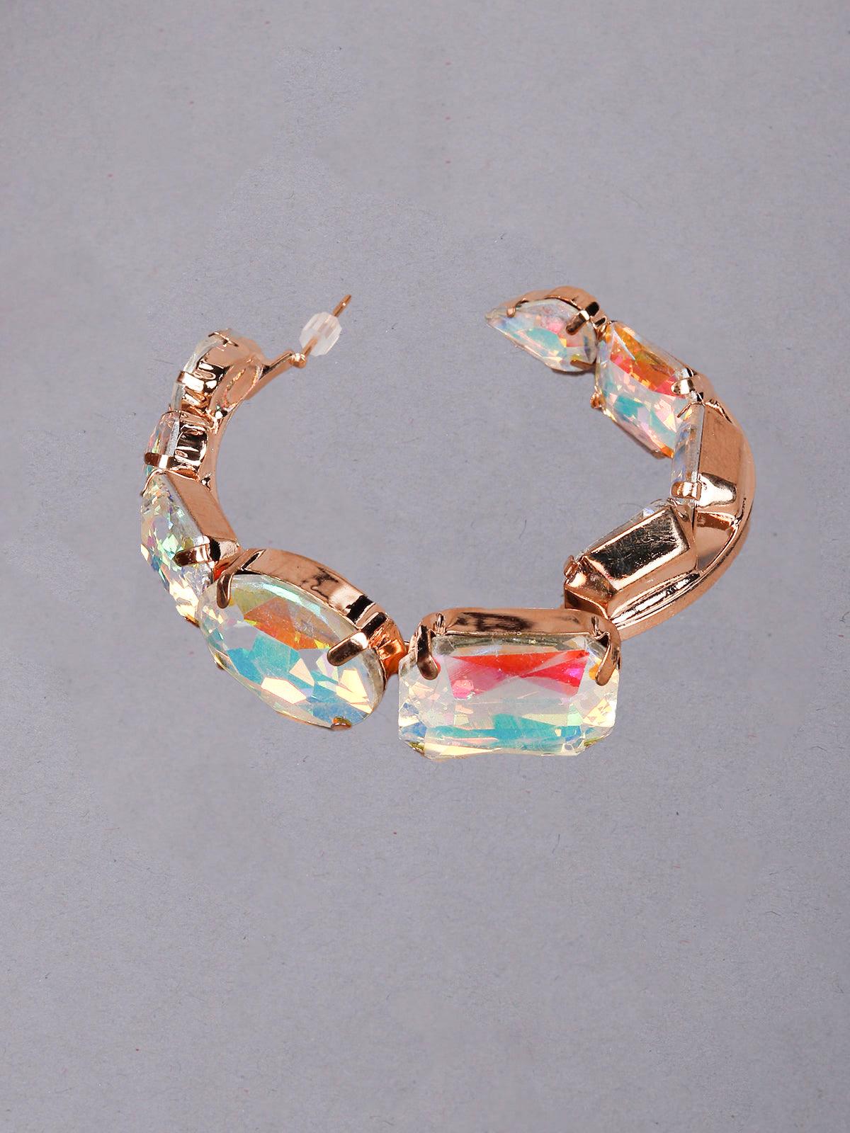 Women's Stunning Gold Chrome Crystal Hoop Earrings - Odette