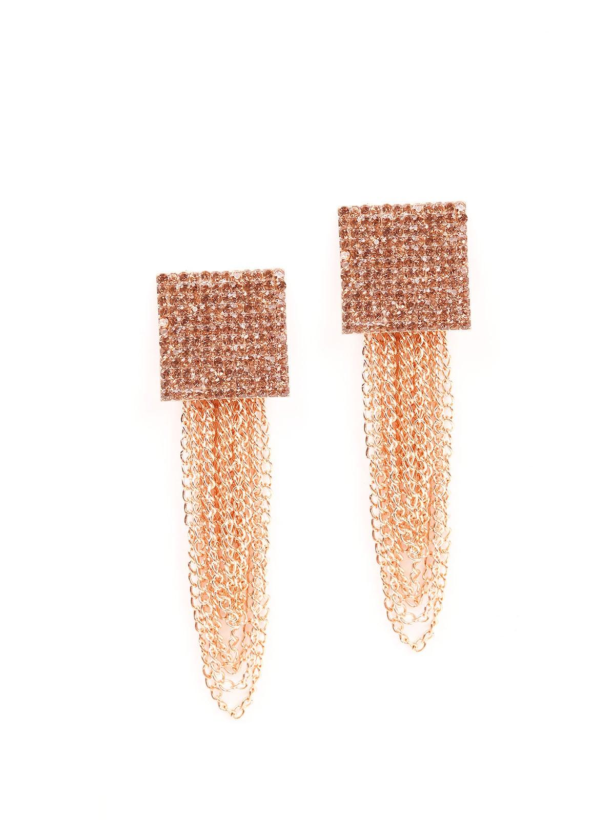 Women's Stunning Gold Studded Drop Earrings - Odette