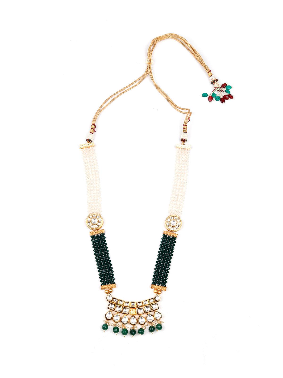 Women's Stunning Green And A White Beaded Statement Necklace - Odette