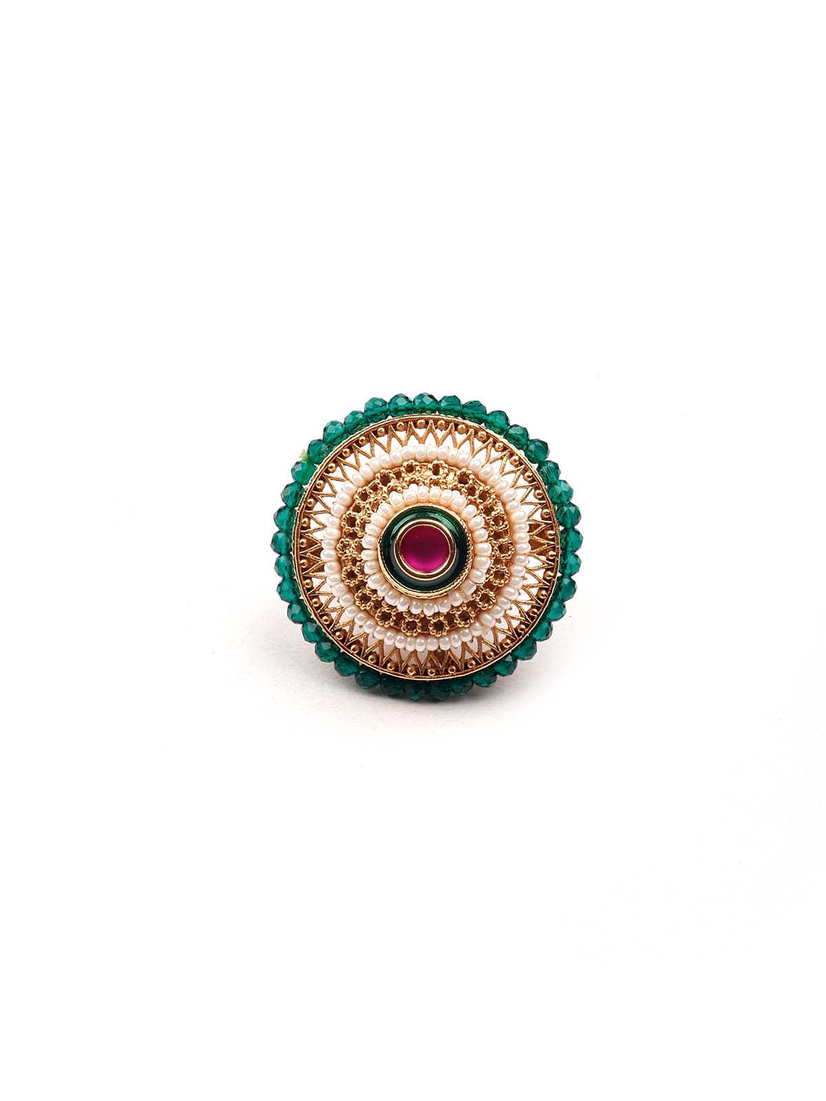 Women's Stunning Green Embellished Ring - Odette