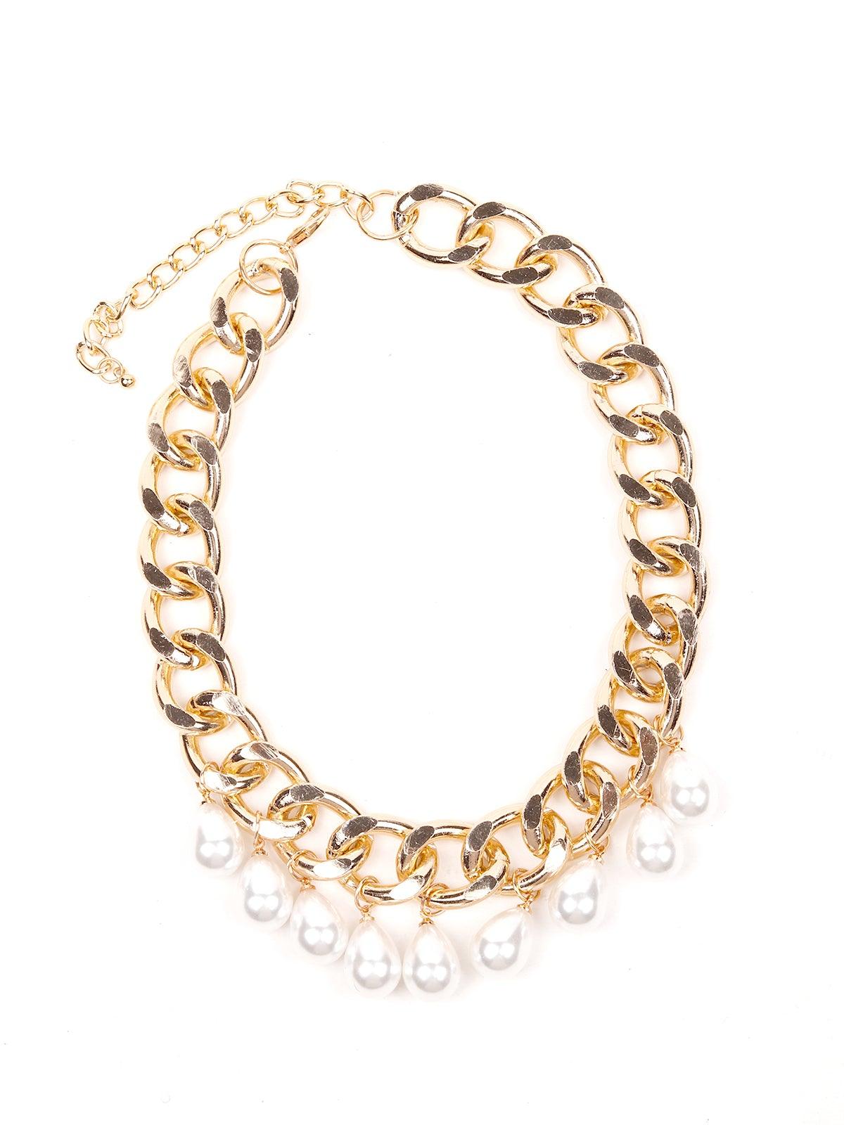 Women's Stunning Interlinked Gold Chain With White Stones Embedded. - Odette