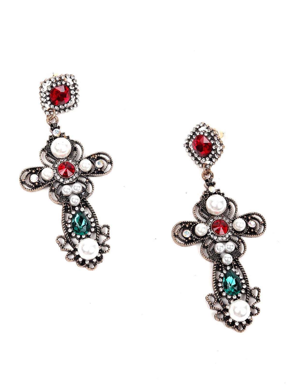 Women's Stunning Oxide Gemstone Embellished Drop Earrings - Odette