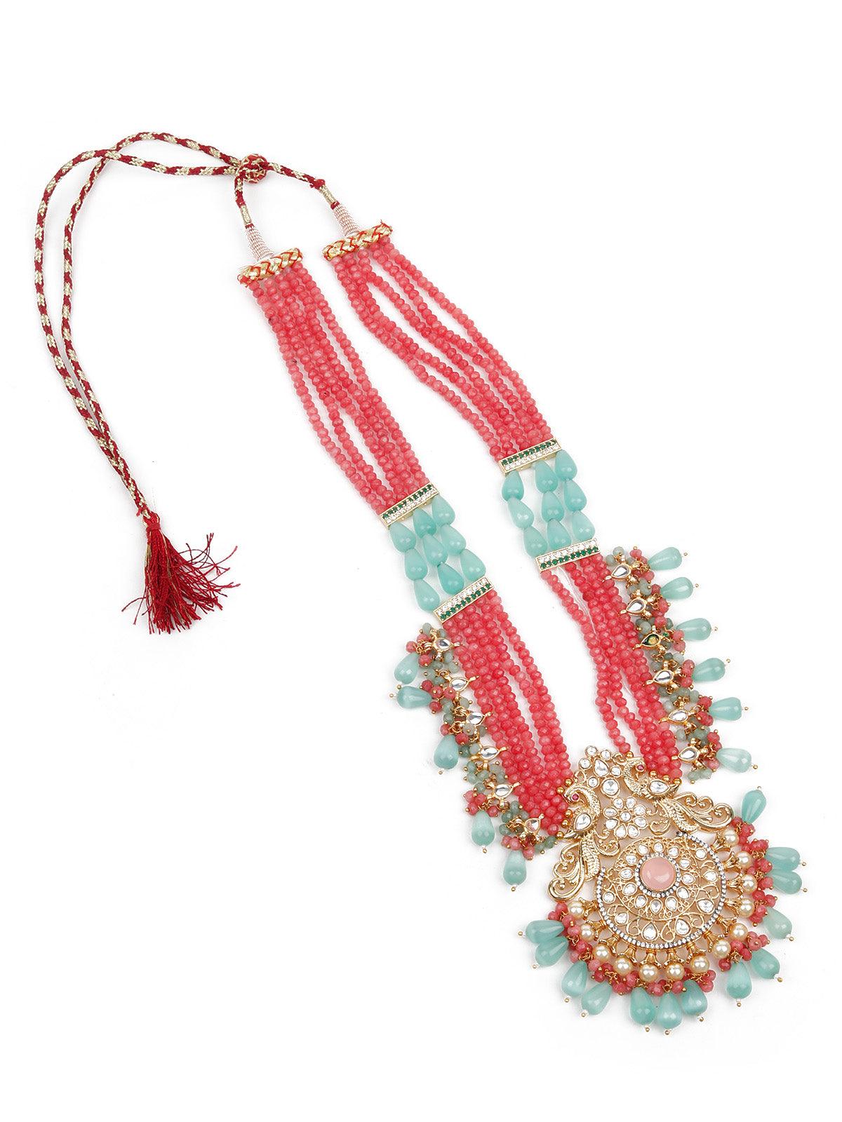 Women's Stunning Pink & Green Necklace Set For Women - Odette