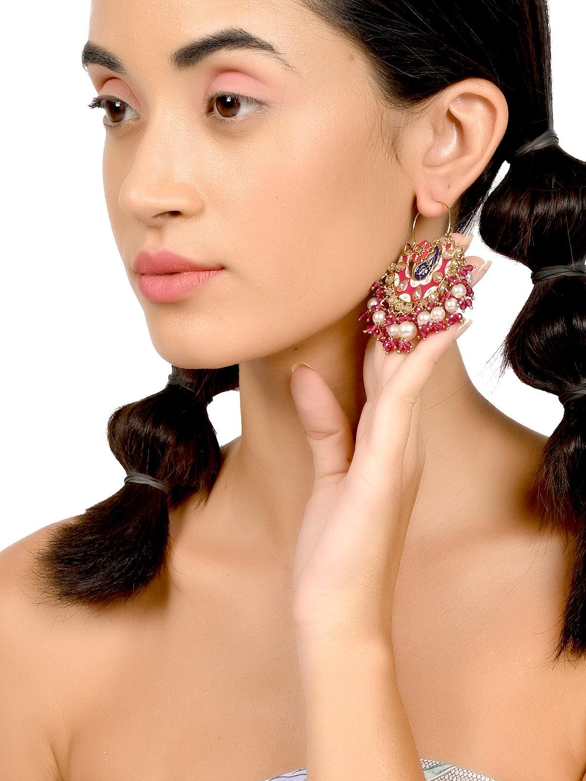 Women's Stunning Red Beaded Statement Drop Earrings - ODETTE