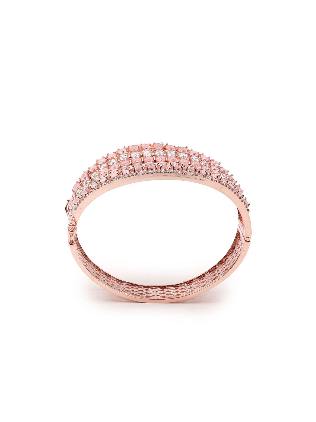 Women's Stunning Rose Gold Broad Embellished Bracelet - Odette