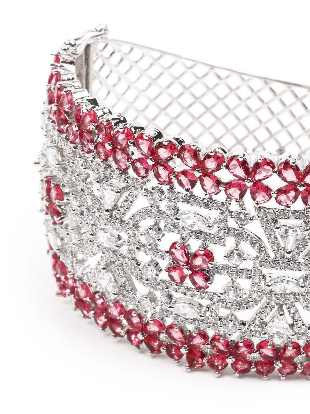 Women's Stunning Silver And Pink Bracelet - Odette