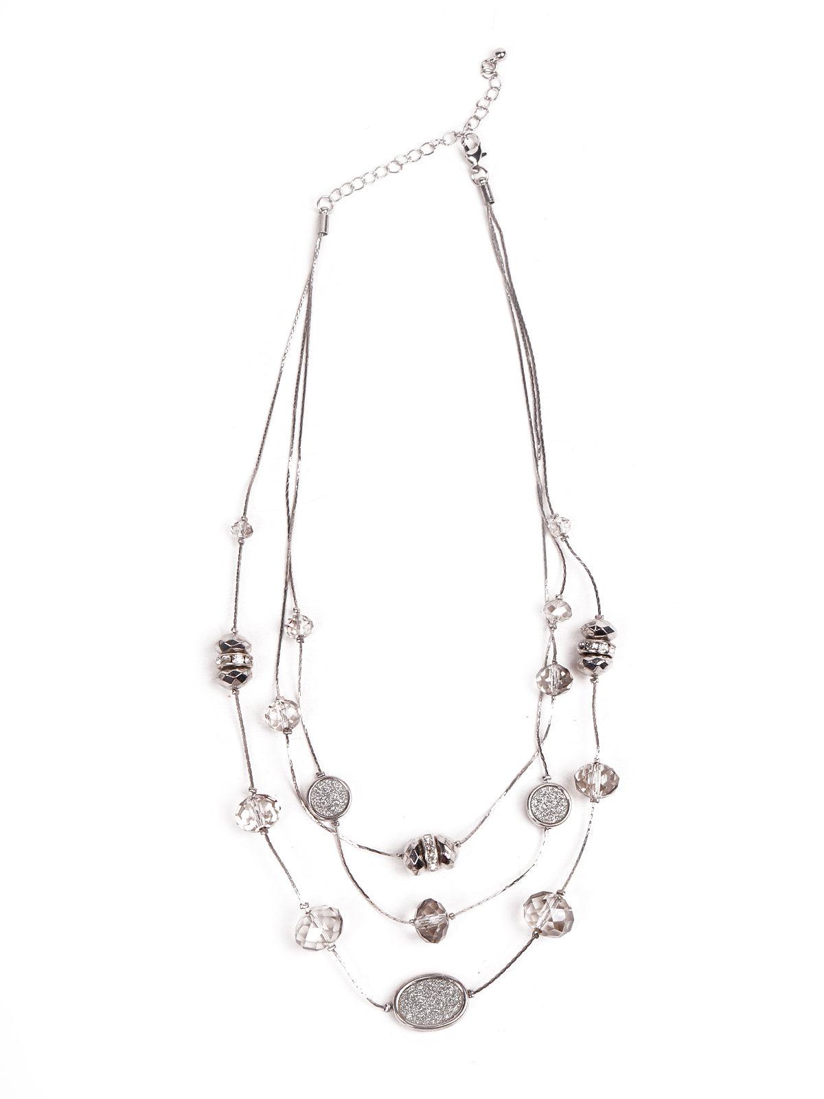 Women's Stunning Silver Beaded Necklace - Odette