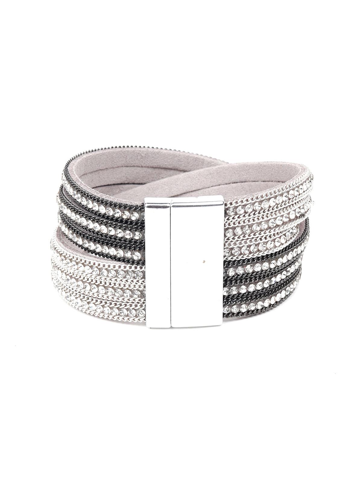 Women's Stunning Silver Twisted Statement Band Bracelet - Odette