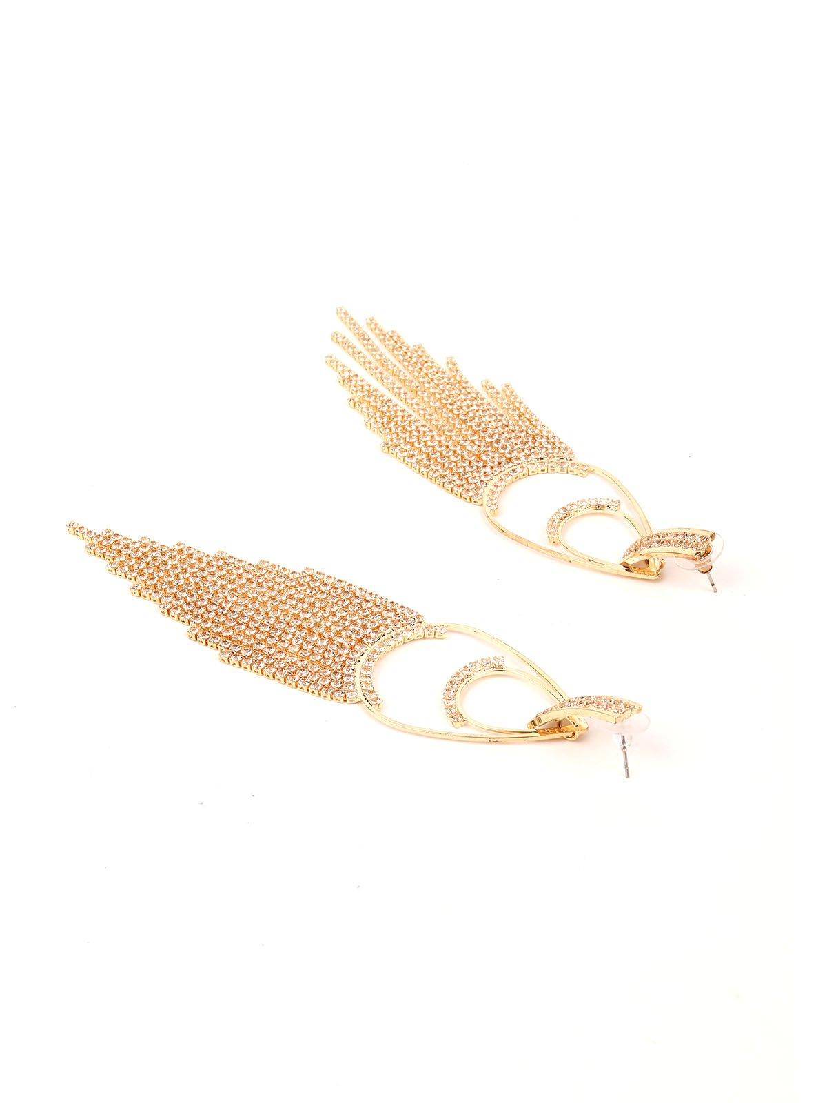 Women's Stunning Teardrop Gold-Tone Tassel Drop Earrings - Odette