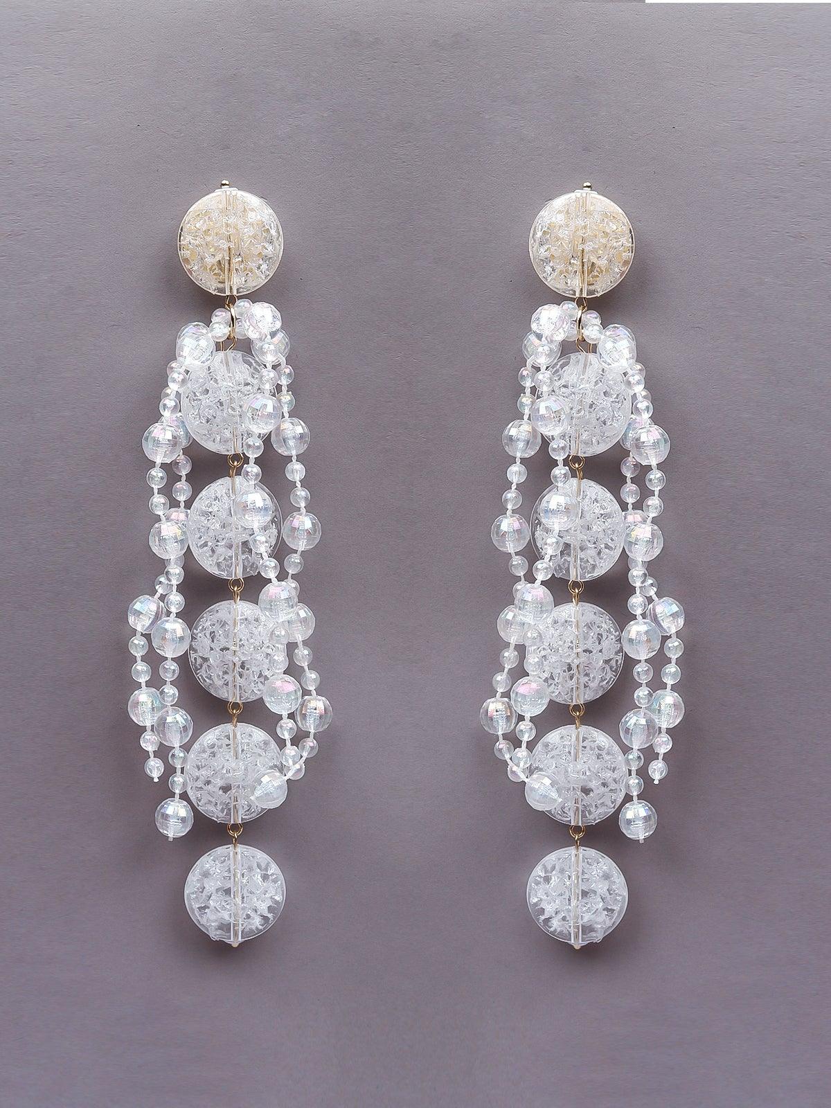 Women's Stunning White Beaded Exquisite Drop Earrings - Odette