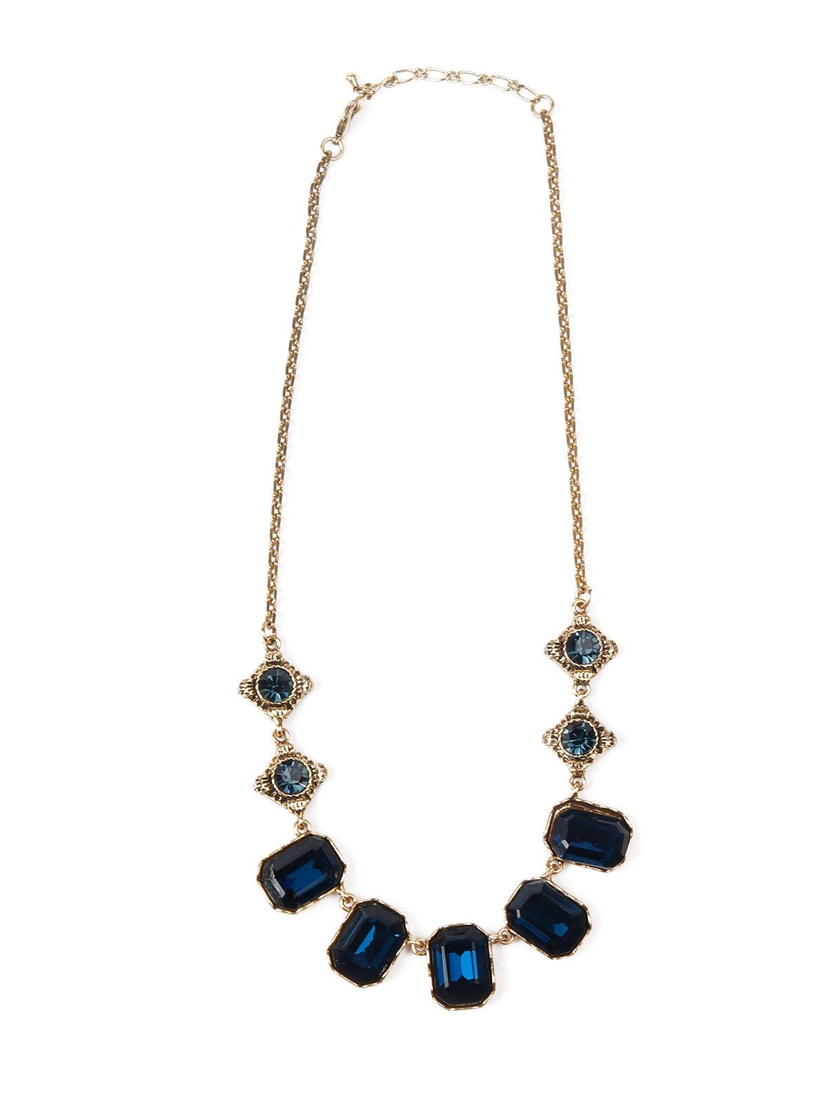 Women's Stylish Blue And Gold Choker Neckpiece - Odette
