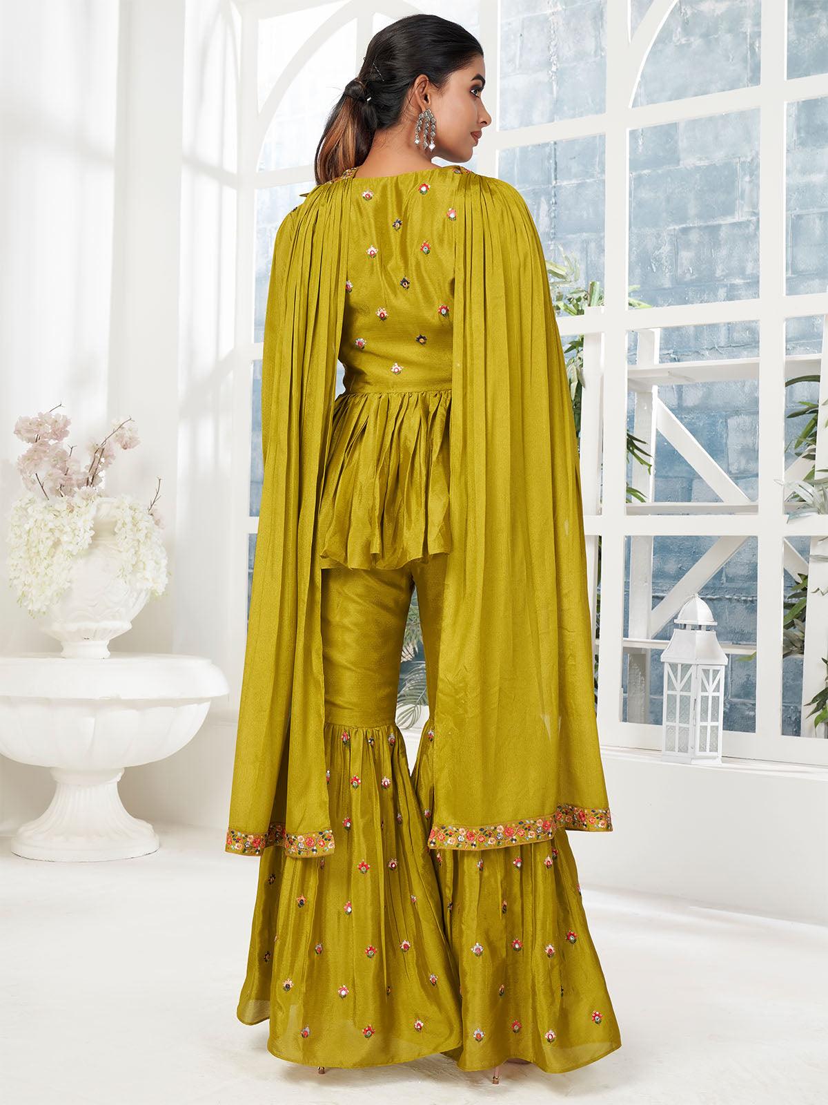 Women's Stylish Olive Sharara Suit Set - Odette