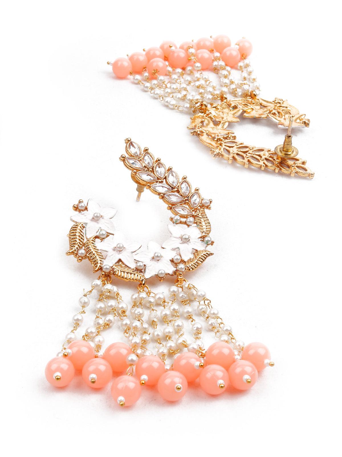 Women's Stylish Peach Dangle Earrings - Odette