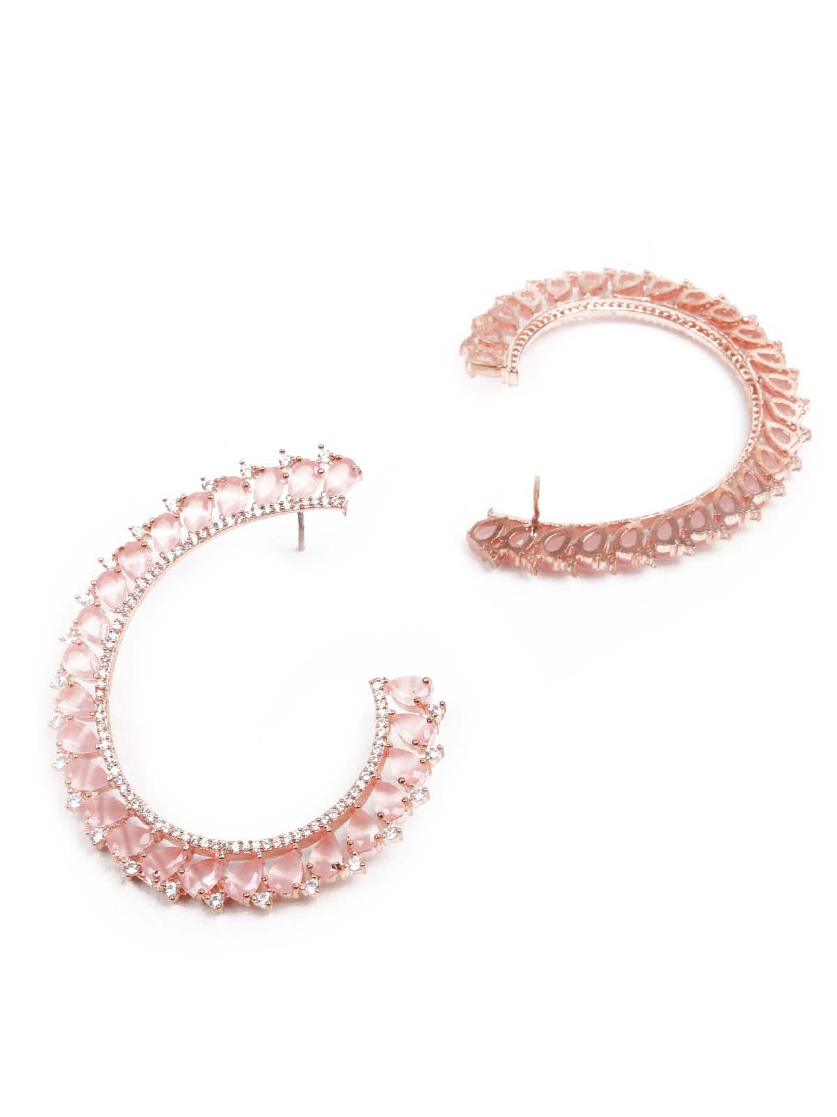 Women's Stylish Pink And Rose Gold Earring - Odette