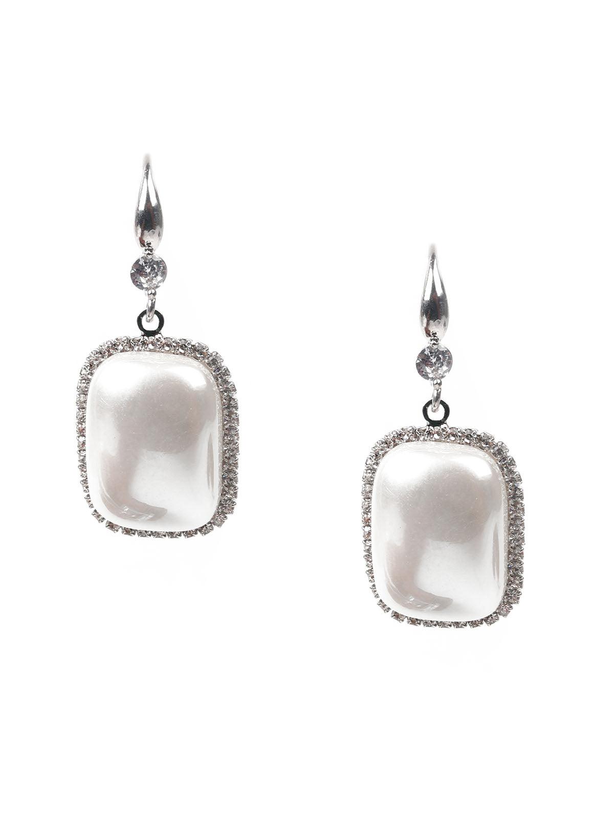 Women's Stylish White Dangle Earrings - Odette