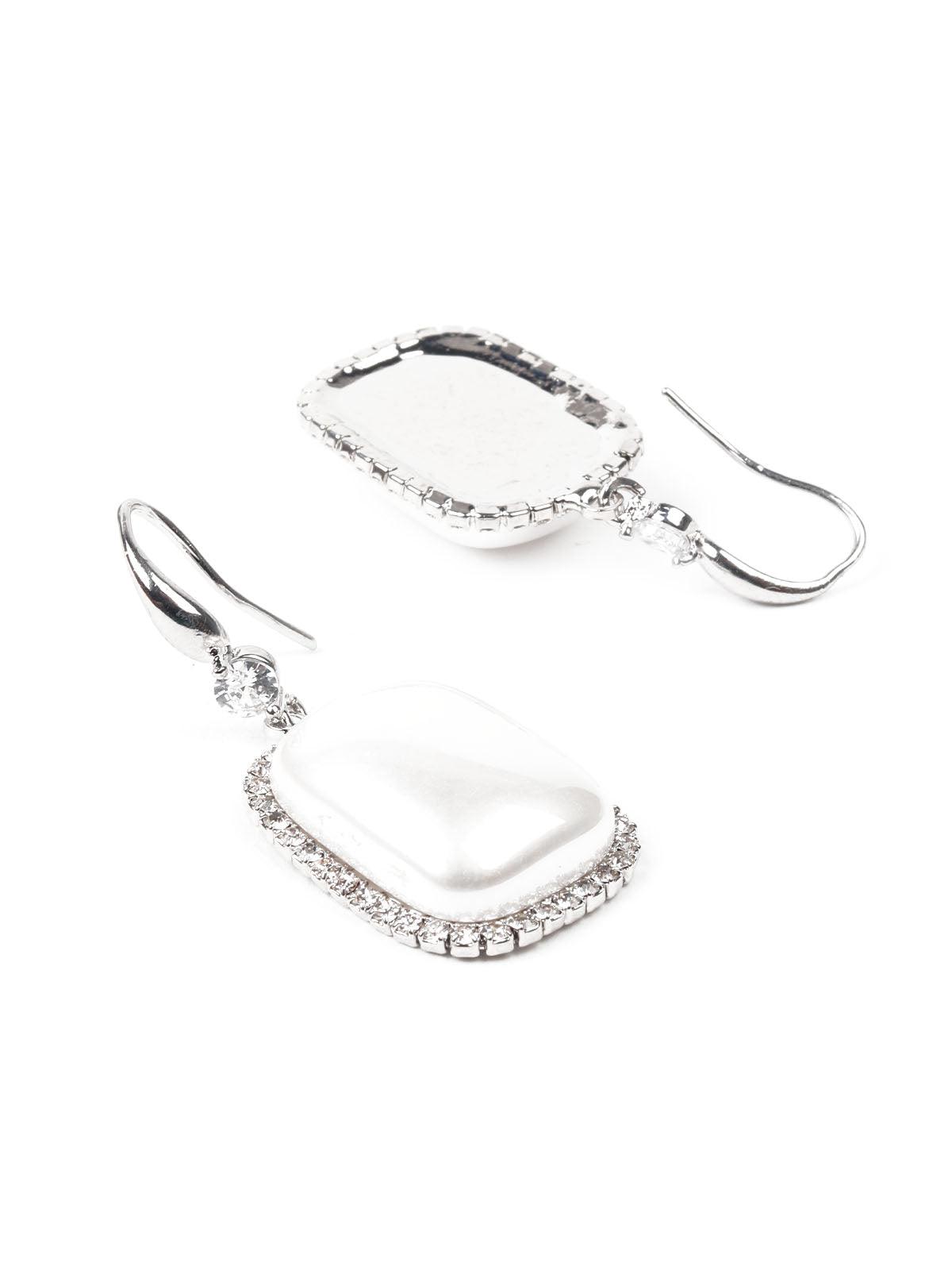 Women's Stylish White Dangle Earrings - Odette