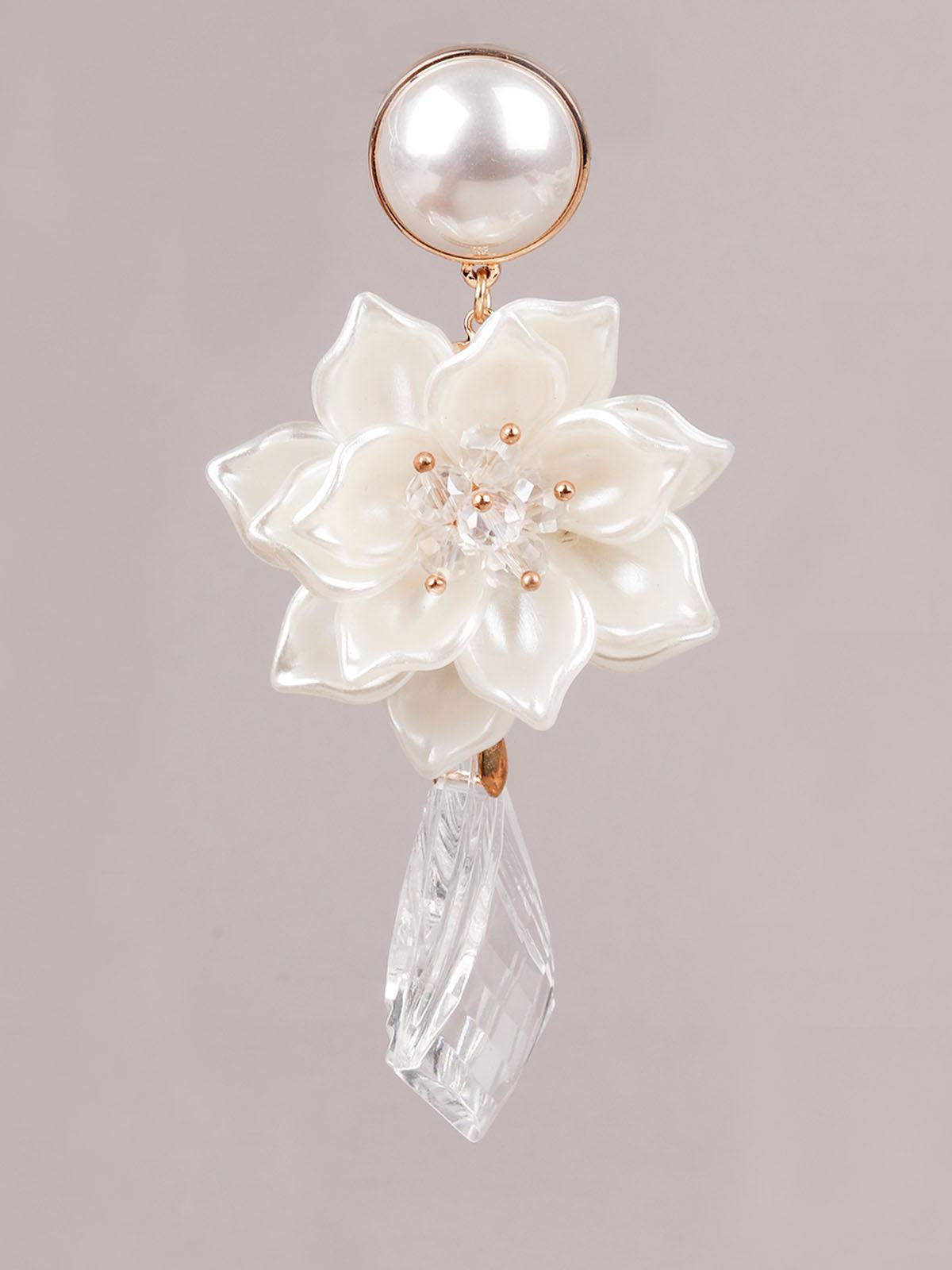 Women's Stylish White Floral Dangle Earrings - Odette
