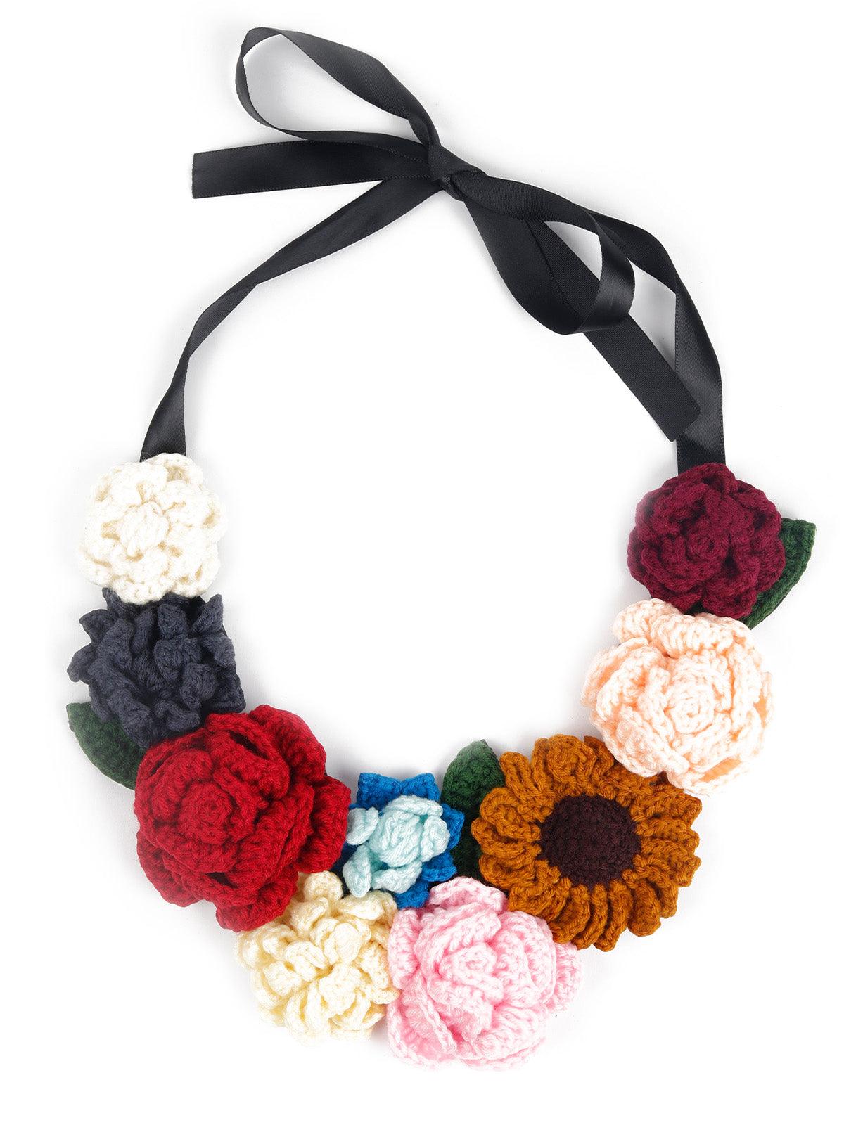 Women's Stylish Woven Roses Choker Necklace - Odette