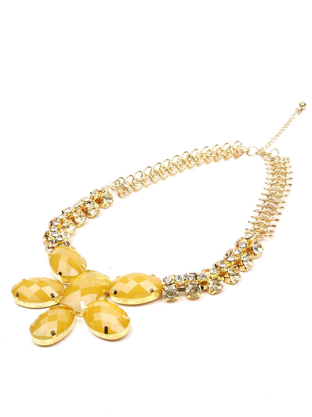 Women's Sunshine Yellow Embellished Necklace - Odette
