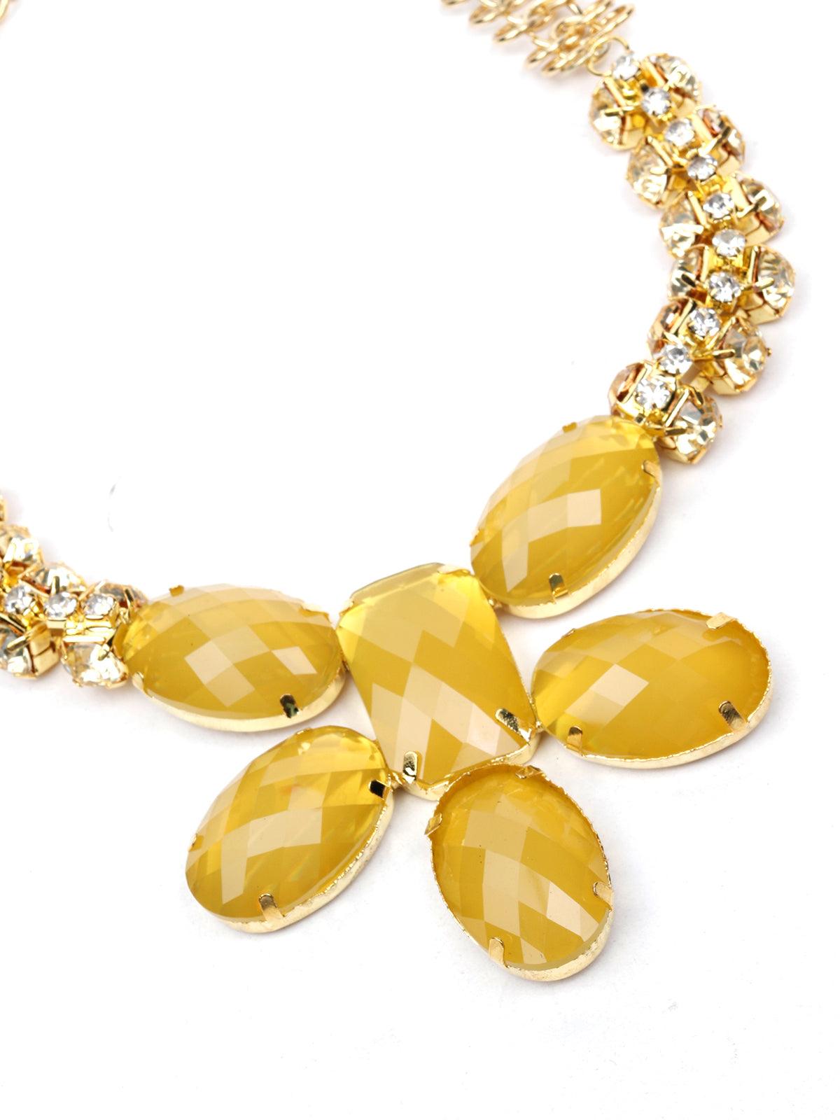 Women's Sunshine Yellow Embellished Necklace - Odette